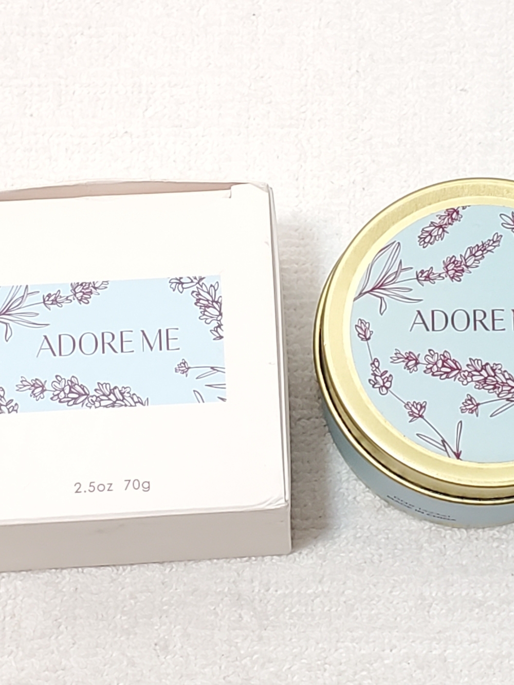 Adore Me Lavender Scented Candle 100% Natural Soy Wax Travel Tin 2.5 oz NEW